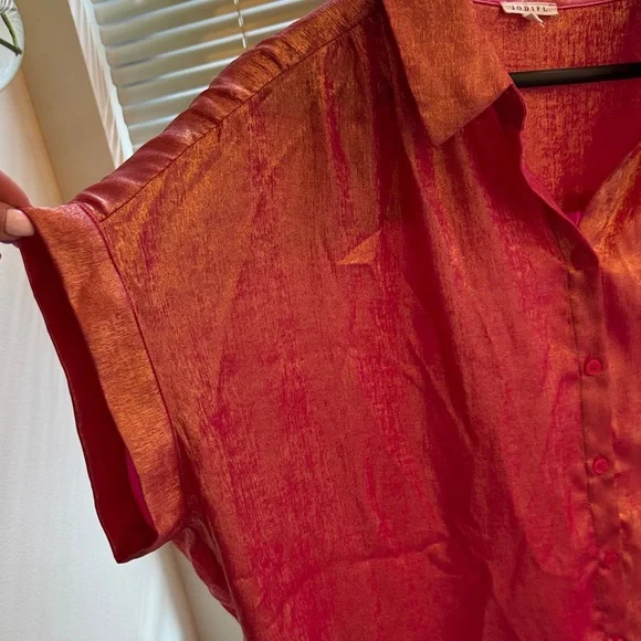 JODIFL Metallic Pink Button Down Shirt - Picture 4 of 6